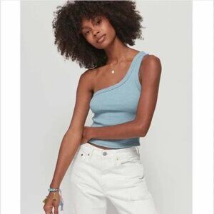 Urban Outfitters OU Ribbed One Shoulder Asymmetrical Tank Crop Top